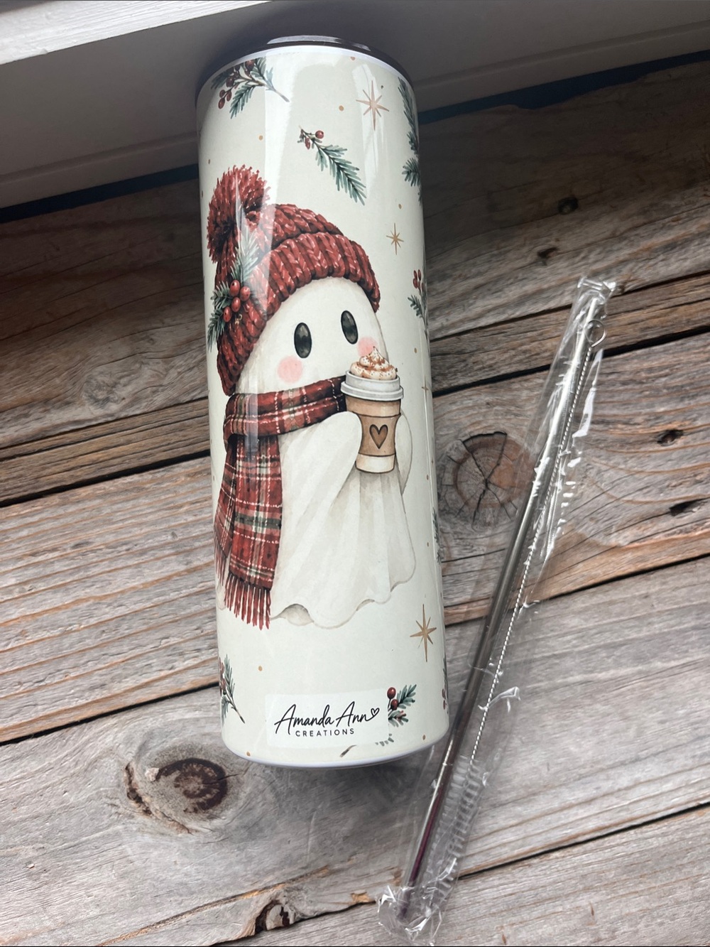 20 oz Christmas Coffee Ghost Tumbler | Cozy Holiday